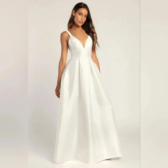 Lulus Ready For Romance Ivory Sleeveless Maxi Dress With Pockets Wedding - Picture 3 of 12